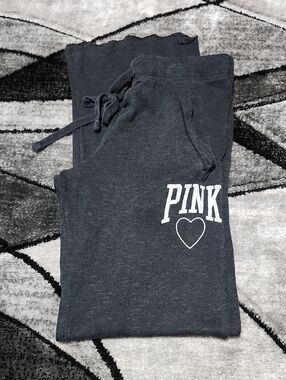 VINTAGE VS PINK 2013 BOYFRIEND BLACK LIGHTWEIGHT OVERSIZED RAW-EDGE WIDE-LEG